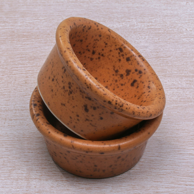 Kleine Keramikförmchen, (Paar) - Paar handgefertigte Keramikförmchen in Orange aus Bali