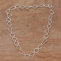Sterling silver link necklace, 'Modern Simplicity' - Handmade Sterling Silver Link Necklace from Indonesia