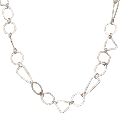 Sterling silver link necklace, 'Modern Simplicity' - Handmade Sterling Silver Link Necklace from Indonesia