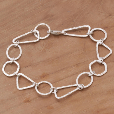 Sterling silver link bracelet, 'Modern Simplicity' - Handmade Sterling Silver Link Bracelet from Indonesia