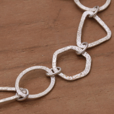 Sterling silver link bracelet, 'Modern Simplicity' - Handmade Sterling Silver Link Bracelet from Indonesia