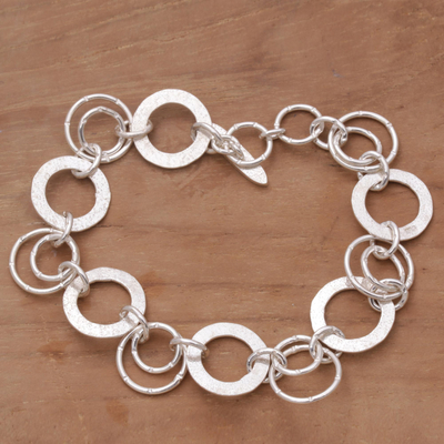 Sterling silver link bracelet, 'Circle of Hope' - Handmade Sterling Silver Link Bracelet from Indonesia
