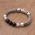 Onyx beaded chain bracelet, 'Bold Elegance' - Onyx and Sterling Silver Beaded Chain Bracelet from Bali