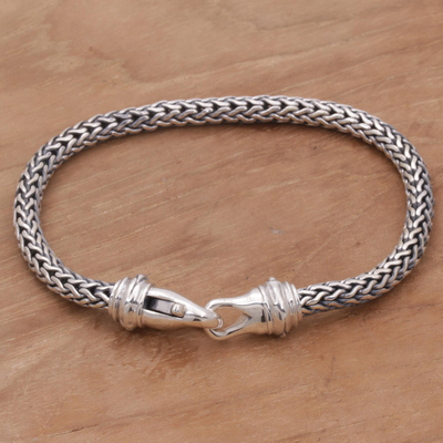 Men's sterling silver chain bracelet, 'Confident Man' - Sterling Silver Men's Chain Bracelet by Balinese Artisans
