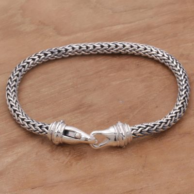 Men's sterling silver chain bracelet, 'Confident Man' - Sterling Silver Men's Chain Bracelet by Balinese Artisans