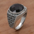 Men's onyx cocktail ring, 'Bold and Dark' - Onyx and 925 Sterling Silver Cocktail Ring from Bali (image 2) thumbail