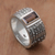 anillo de banda de cuarzo ahumado - Anillo de banda con puntos de plata y cuarzo ahumado de la India