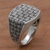 Men's sterling silver signet ring, 'Bold Wicker' - 925 Sterling Silver Woven Motif Signet Ring from Bali thumbail