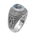 Men's blue topaz ring, 'Awakening Circles' - Blue Topaz and Sterling Silver Men's Ring from Bali thumbail