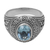 Men's blue topaz ring, 'Awakening Circles' - Blue Topaz and Sterling Silver Men's Ring from Bali (image 2d) thumbail