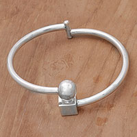 Sterling silver bangle bracelet, 'Simple Bali'