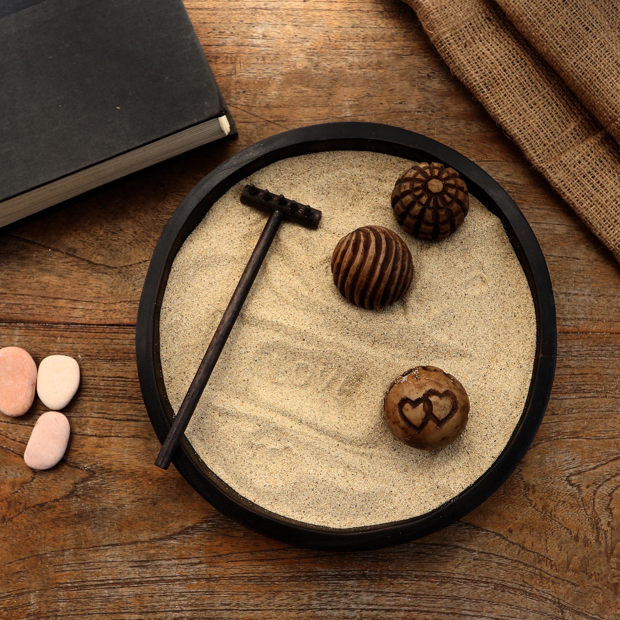 Wood Zen Garden with Rake and Balls from Bali Meditation Romance NOVICA