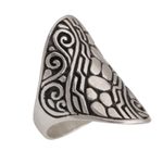 Sterling silver cocktail ring, 'Temple Pebbles' - Sterling Silver Combination Finish Cocktail Ring from Bali