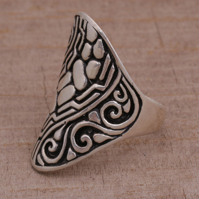 Sterling Silver Combination Finish Cocktail Ring from Bali - Temple ...