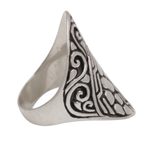 Sterling silver cocktail ring, 'Temple Pebbles' - Sterling Silver Combination Finish Cocktail Ring from Bali