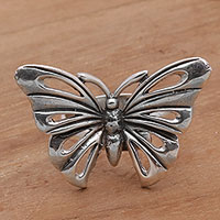 Sterling silver cocktail ring, 'Emerging Butterfly'