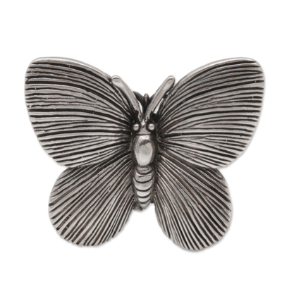 Sterling silver cocktail ring, 'Blessed Butterfly' - 925 Sterling Silver Butterfly Cocktail Ring from Bali