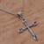 Amethyst pendant necklace, 'Chapel Drops' - Amethyst and Sterling Silver Cross Necklace from Bali