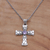 Amethyst pendant necklace, 'Pebble Cross' - Amethyst and Sterling Silver Pebble Cross Necklace from Bali thumbail