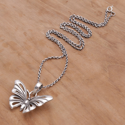 Bonyak Jewelry Sterling Silver Butterfly Pendant 1/2 x 1 inches with Sterling Silver Lite Curb Chain 