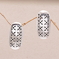 Sterling silver drop earrings, 'Regal Ovals' - Oval Sterling Silver Drop Earrings from Bali