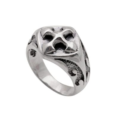 Men's sterling silver cocktail ring, 'Bold Cross' - Sterling Silver Unisex Cross Cocktail Ring from Bali