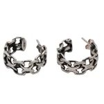 Sterling silver half-hoop earrings, 'Intricate Chain' - Artisan Crafted Sterling Silver Balinese Half-Hoop Earrings