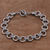 Men's sterling silver link bracelet, 'Faith Engraved' - Sterling Silver Spiral Motif Link Bracelet from Bali (image 2) thumbail