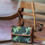 Batik cotton leather accent sling bag, 'Avocado Vine' - Batik Cotton Sling with Avocado Vine Motifs from Bali