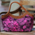 Batik cotton leather accent handle handbag, 'Fuchsia Flowers' - Batik Floral Leather Accent Cotton Handle Handbag from Bali
