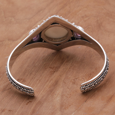 Amethyst-Manschettenarmband - Handgefertigtes Amethyst-Manschettenarmband aus Bali