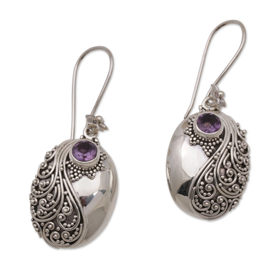 Amethyst and Sterling Silver Floral Dangle Earrings - Spiral Garden ...