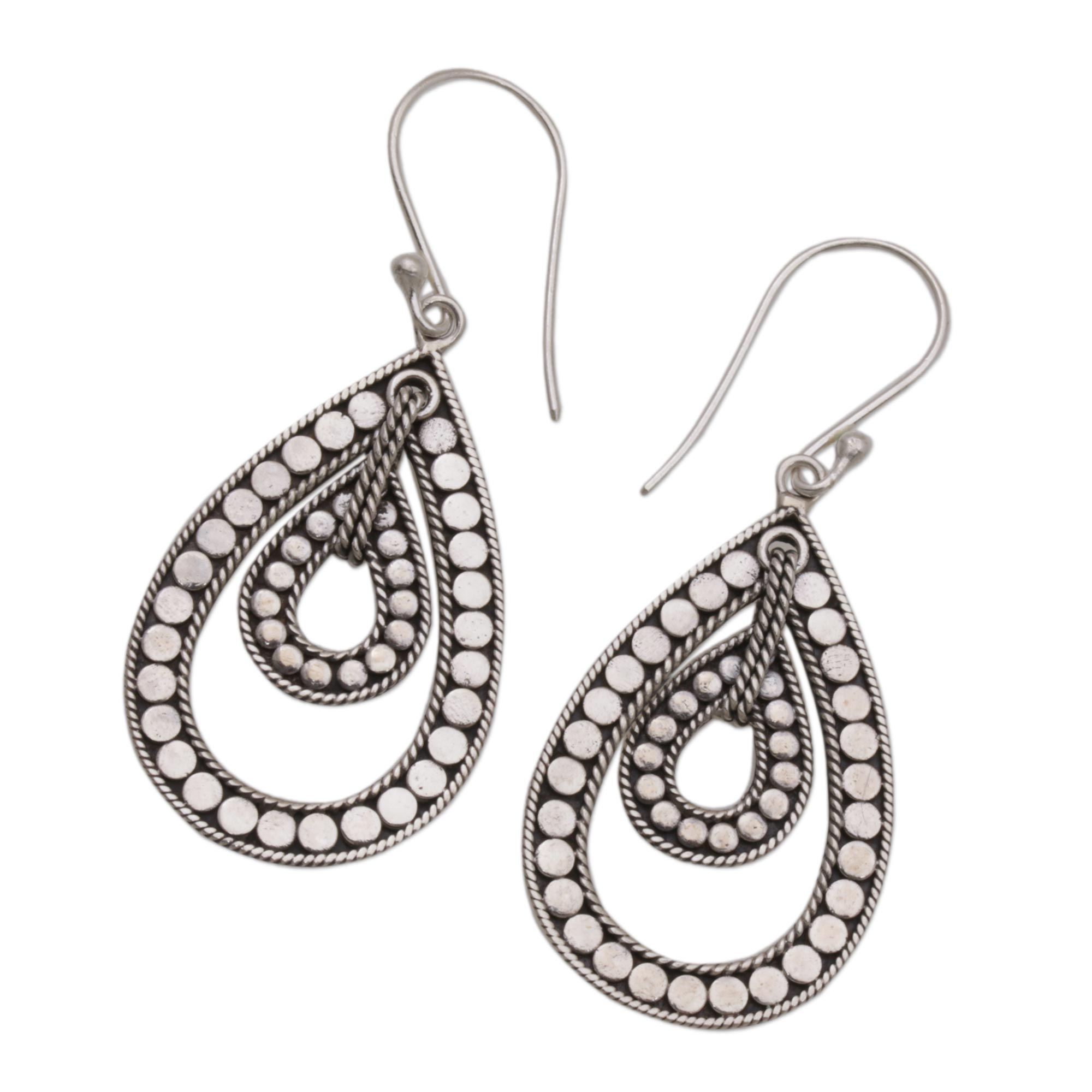 Sterling Silver Teardrop Dangle Earrings from Indonesia - Disco Lights ...