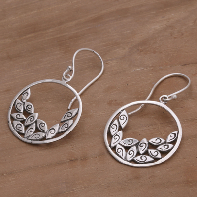 Sterling silver dangle earrings, 'Spectator' - Handmade Sterling Silver Dangle Earrings from Indonesia