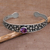 Amethyst cuff bracelet, 'Purple Stone Path' - Amethyst and Sterling Silver Cuff Bracelet from Bali