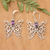 Amethyst dangle earrings, 'Butterfly Swirls' - Amethyst and Sterling Silver Butterfly Earrings from Bali