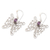 Amethyst dangle earrings, 'Butterfly Swirls' - Amethyst and Sterling Silver Butterfly Earrings from Bali