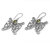 Peridot dangle earrings, 'Butterfly Swirls in Green' - Peridot and Sterling Silver Butterfly Earrings from Bali