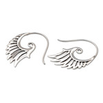 Sterling silver drop earrings, 'Winged Beauty' - Indonesian Handmade Sterling Silver Wing Drop Earrings