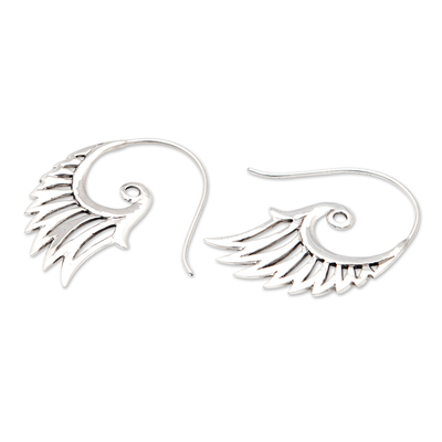Sterling silver drop earrings, 'Winged Beauty' - Indonesian Handmade Sterling Silver Wing Drop Earrings