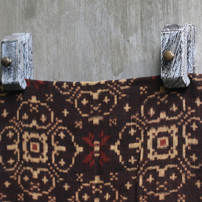 Wood tapestry hangers, 'Beautiful Homestead' (pair) - Hand Carved Wood Tapestry Hangers from Indonesia (Pair)