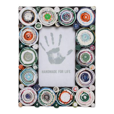 3x5 Recycled Paper Photo Frame with Circle Motifs