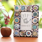 Recycled paper photo frame, 'Hypnotizing Circles' (3x5) - 3x5 Recycled Paper Photo Frame with Circle Motifs