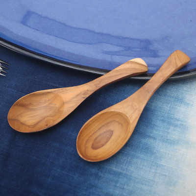 Teak wood spoons, Elegant Companions (pair)