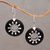 Sterling silver dangle earrings, 'Eclipse the Sun' - Sterling Silver and Sono Wood Circular Earrings from Bali (image 2) thumbail