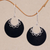 Sterling silver dangle earrings, 'Crescent Lace' - Sterling Silver and Lava Stone Crescent Earrings from Bali (image 2) thumbail