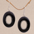 Ohrringe aus Sterlingsilber, 'Dotted Ovals', 'Dotted Ovals - Ovale Ohrringe aus Sterlingsilber und Sono Wood aus Bali