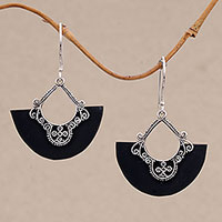 Sterling silver dangle earrings, Bali Fans