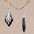 Wood and sterling silver dangle earrings, 'Diamond Flame' - Sterling Silver and Sono Wood Diamond Shaped Earrings