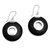 Lava stone dangle earrings, 'Wheels of Change' - Sterling Silver and Lava Stone Circle Earrings from Bali